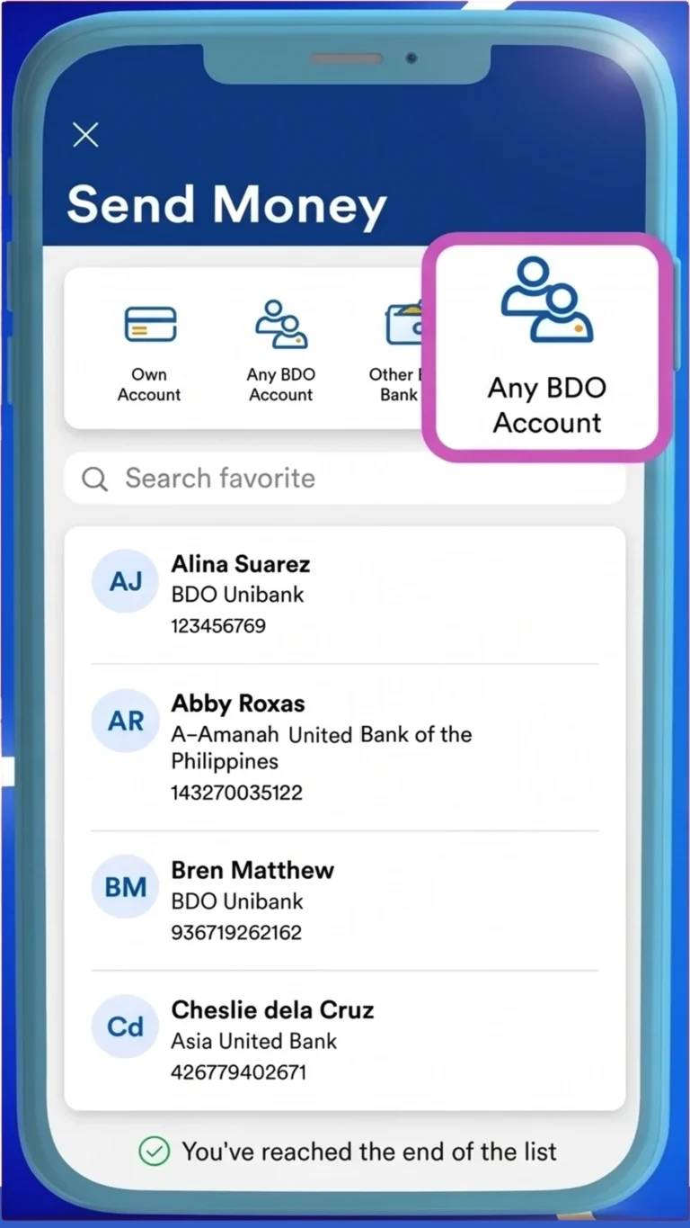 BDO Pay Send Money Step 3