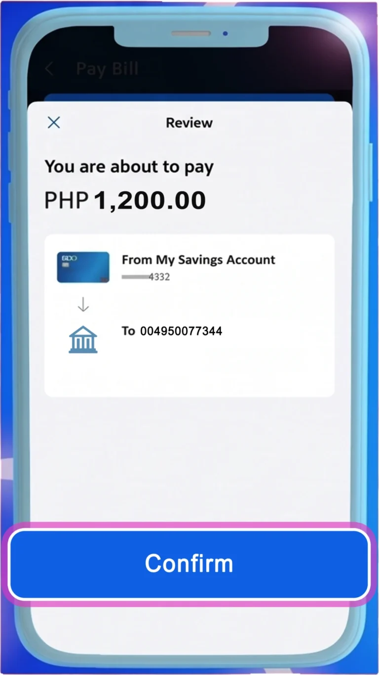 BDO Pay Send Money Step 5